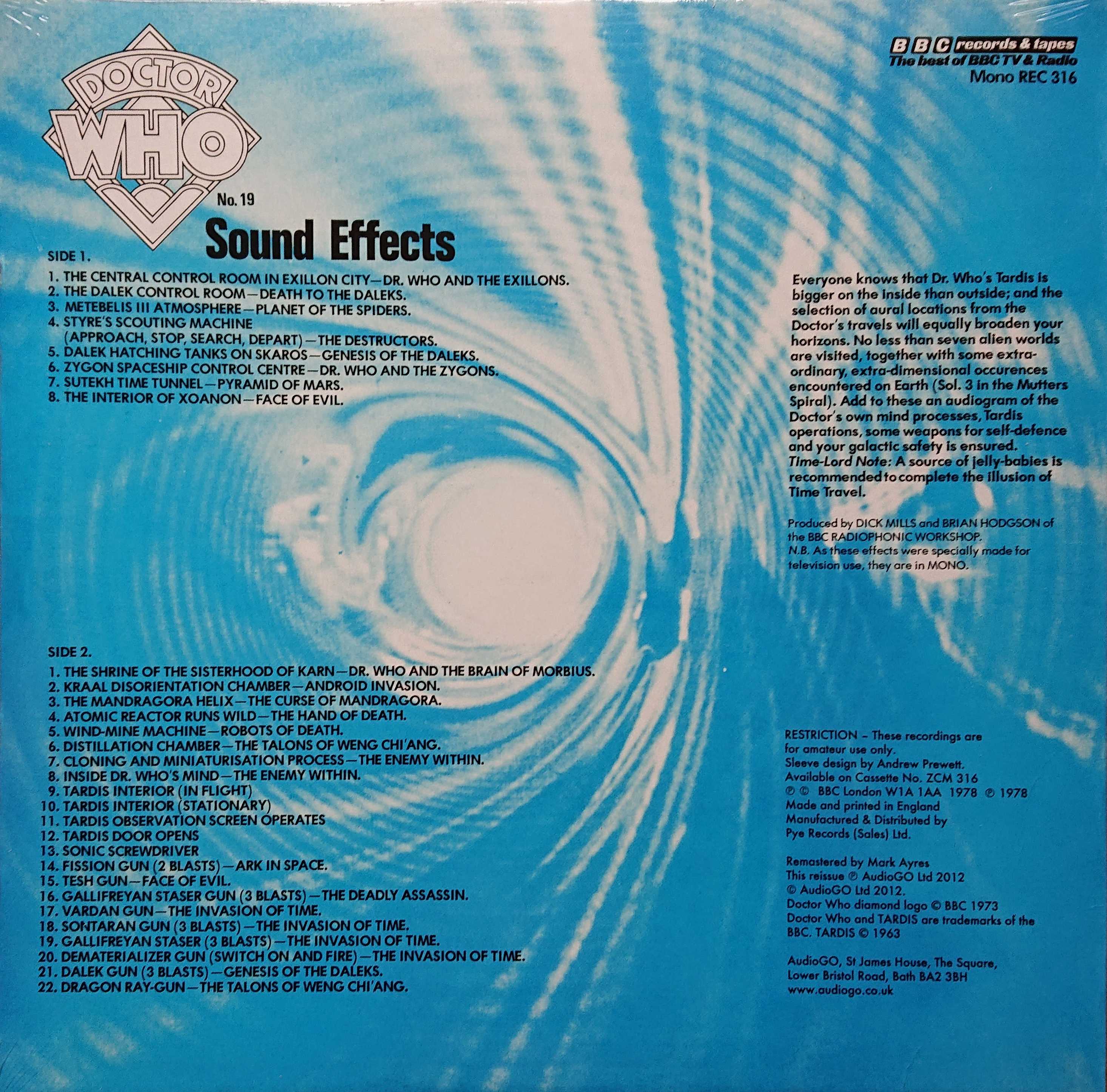 Picture of LP BBC 24819 Doctor Who sound effects - Record Store Day 2012 by artist BBC radiophonic workshop from the BBC records and Tapes library